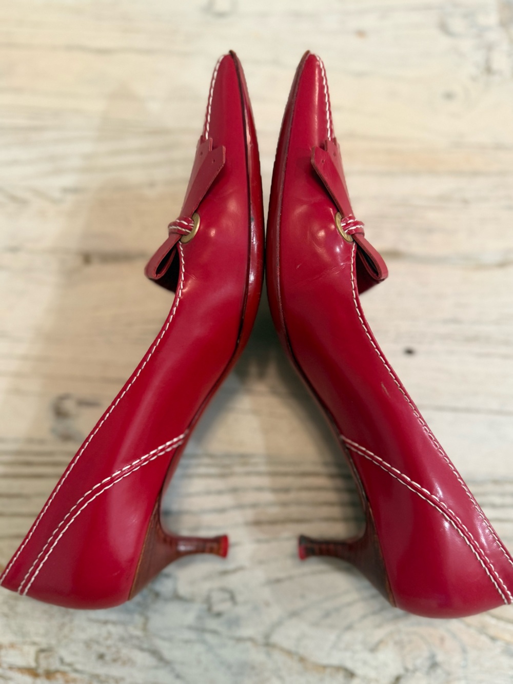 Celine Red Leather Kitten heels size 37 - Picture 5 of 13
